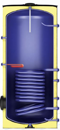 Boiler cu o serpentina FORNELLO SOL 150 LT 1S, pentru centrala termica si solar, montaj pe sol, izolatie termica, manta de protectie , flansa de vizitare [5]