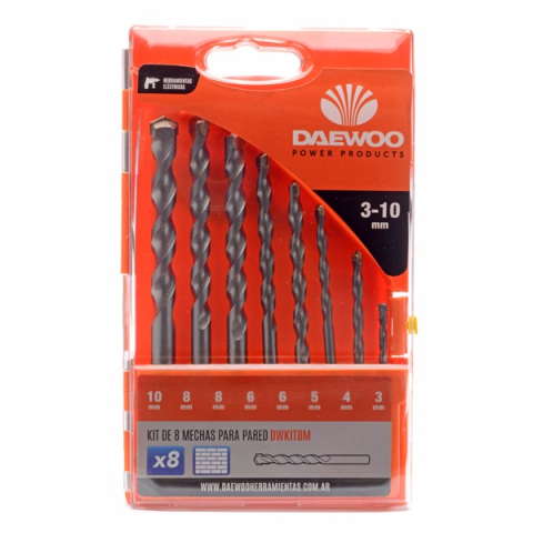 Scule si dispozitive de lucru - Set 8 burghie beton Daewoo DWKIT8M 10 / 8 / 8 / 6 / 6 / 5 / 4 / 3 mm