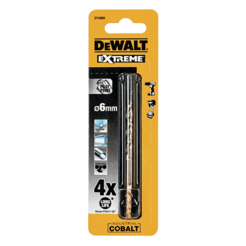 Scule si dispozitive de lucru - Burghiu Industrial Cobalt HSS-CO Extreme DeWalt DT4908 6 mm x 93 mm