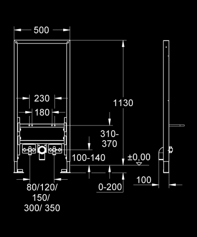 Obiecte sanitare - Cadru bideu Grohe Rapid SL, 1, 13 m, ajustabil, elemente fixare, otel