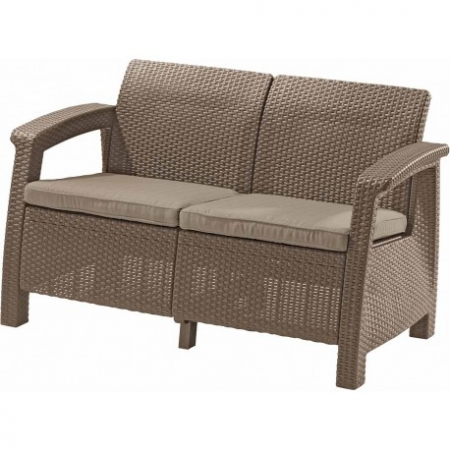 Canapele pentru gradina - Canapea cu 2 locuri, cappuccino, Keter Corfu Love Seat