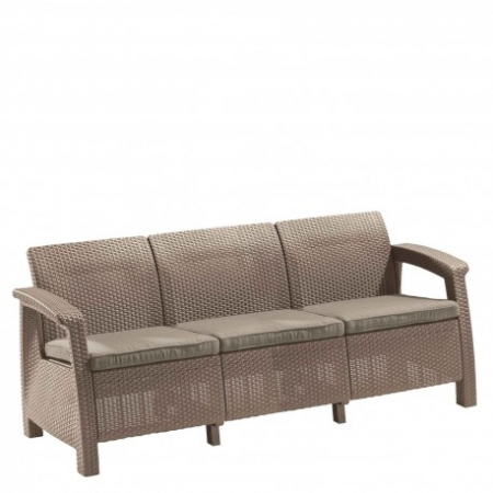 Canapele pentru gradina - Canapea cu 3 locuri, cappuccino, Keter Corfu Love Seat