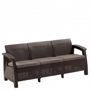Canapele pentru gradina - Canapea de gradina, maro, 3 locuri, Keter Corfu Love Seat