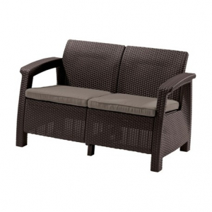 Canapele pentru gradina - Canapea de gradina, maro, 2 locuri, Keter Corfu Love Seat