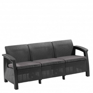 Canapele pentru gradina - Canapea de gradina, grafit, 3 locuri, Keter Corfu Love Seat