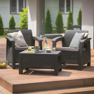Seturi de mobilier - Set mobilier de gradina, grafit, Keter Corfu Weekend