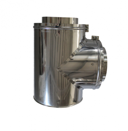 Accesorii cazane - Teu din inox Fornello, diametru interior 120 mm, pentru centrale pe lemn, carbune si peleti