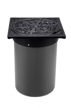 Tevi, fitinguri, robineti si accesorii - Capac din fonta model PIPE BASE, cu tub telescop pentru tub gofrat D315. H.0,5 m B125 - Vodaland gama Drain