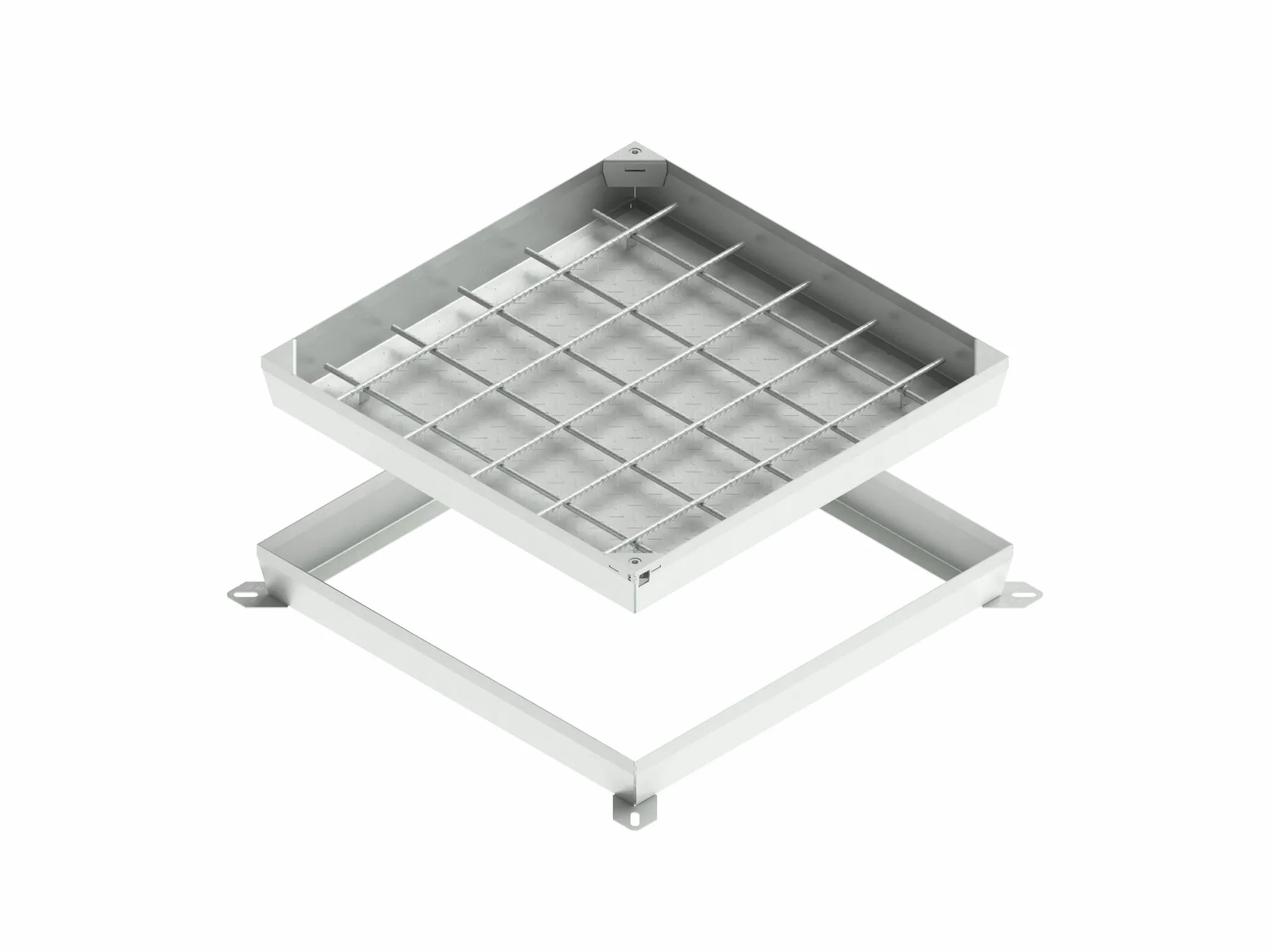Instalatii de apa si canalizare - Capac otel zincat UNIFILL ascuns patrat 780x780 PL.700x700 Hext.80 Hin.42 cu inchizator B125 Vodaland gama Urban