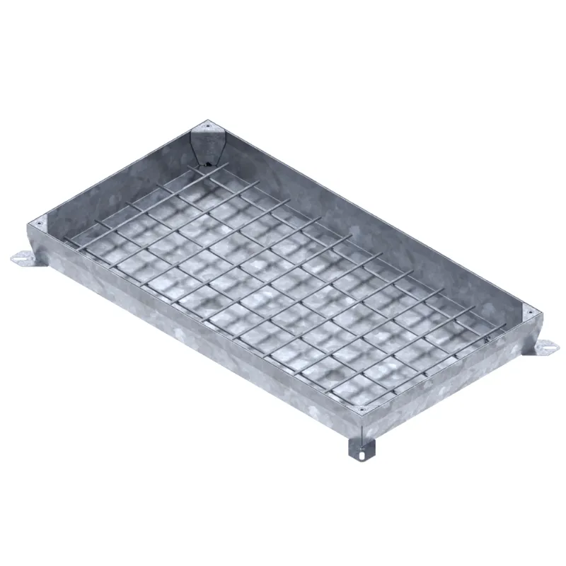 Instalatii de apa si canalizare - Capac otel zincat UNIFILL ascuns rectangular 1090x590 PL.1000x500 Hext.100 Hin.60 cu inchizator B125 Vodaland gama Urban