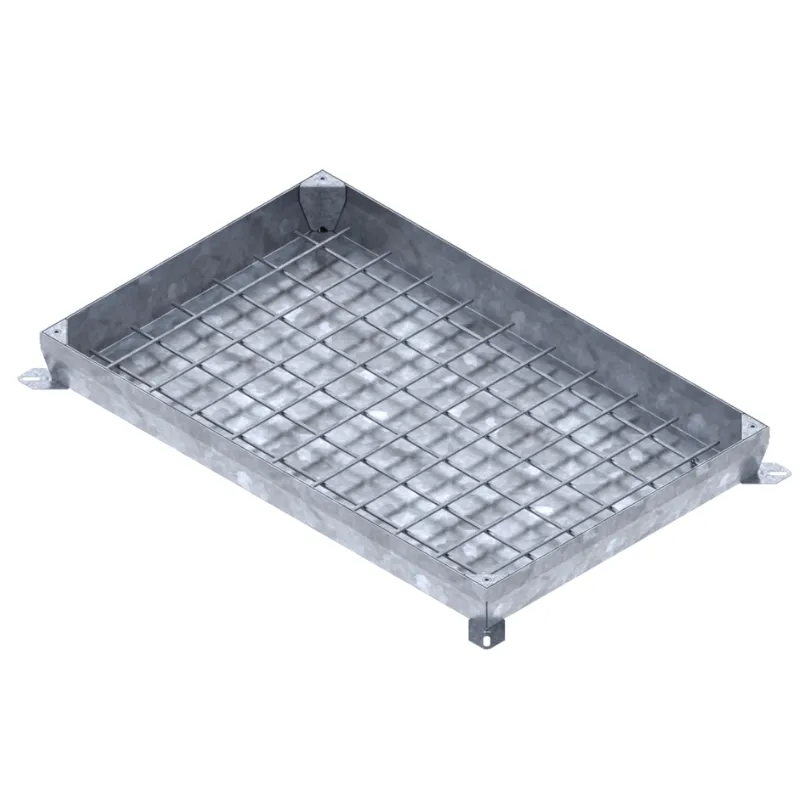 Instalatii de apa si canalizare - Capac otel zincat UNIFILL ascuns rectangular 1090x690 PL.1000x600 Hext.100 Hin.60 cu inchizator B125 Vodaland gama Urban