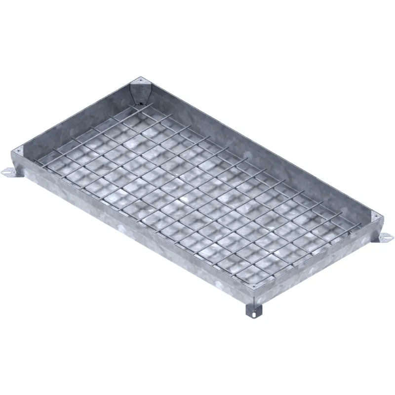 Instalatii de apa si canalizare - Capac otel zincat UNIFILL ascuns rectangular 1290x690 PL.1200x600 Hext.100 Hin.60 cu inchizator B125 Vodaland gama Urban