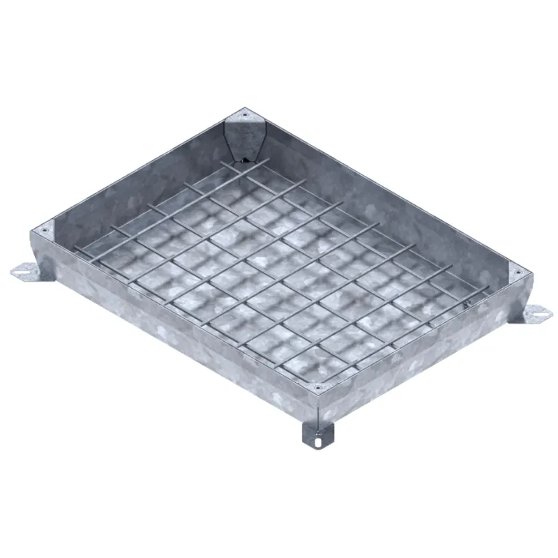Instalatii de apa si canalizare - Capac otel zincat UNIFILL ascuns rectangular 790x590 PL.700x500 Hext.100 Hin.60 cu inchizator B125 Vodaland gama Urban