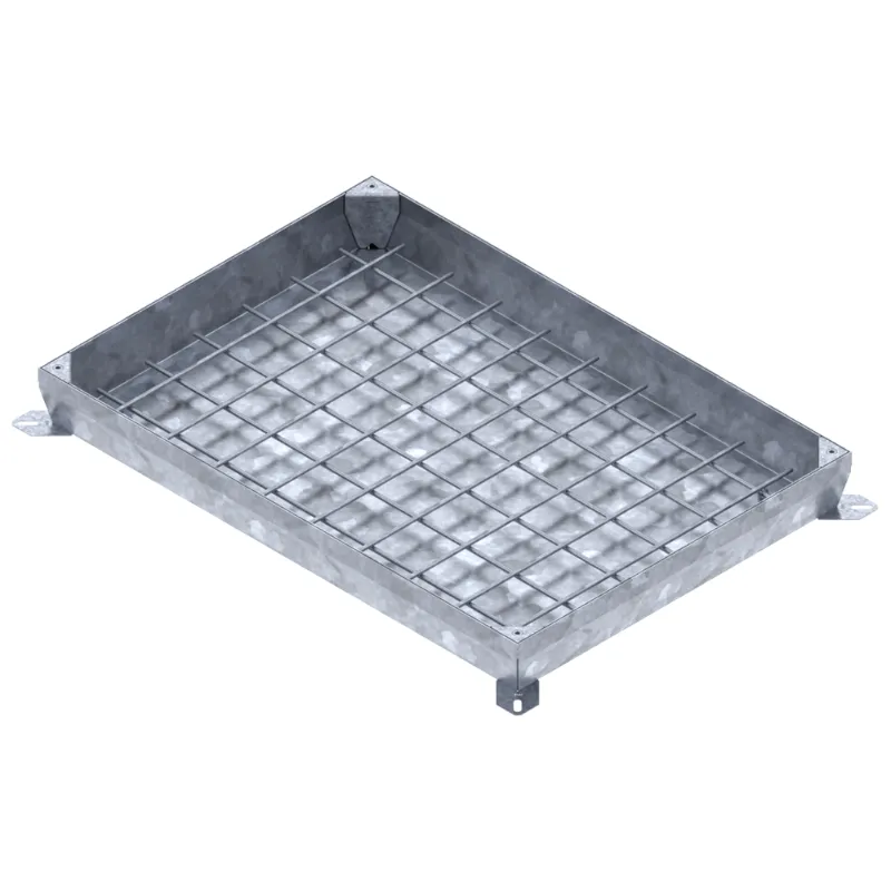 Instalatii de apa si canalizare - Capac otel zincat UNIFILL ascuns rectangular 990x690 PL.900x600 Hext.100 Hin.60 cu inchizator B125 Vodaland gama Urban