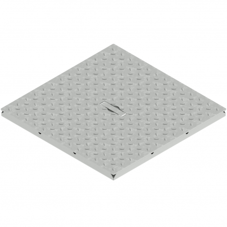 Tevi, fitinguri, robineti si accesorii - Capac otel zincat model BASE, patrat pentru camin A15 400x400 - Vodaland gama Drain