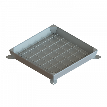 Echipamente pentru retele stradale de apa - Capac otel zincat seria UNIFILL, ascuns patrat 690x690 PL.600x600 Hext.100 Hin.60 cu inchizator B125 - Vodaland gama Urban