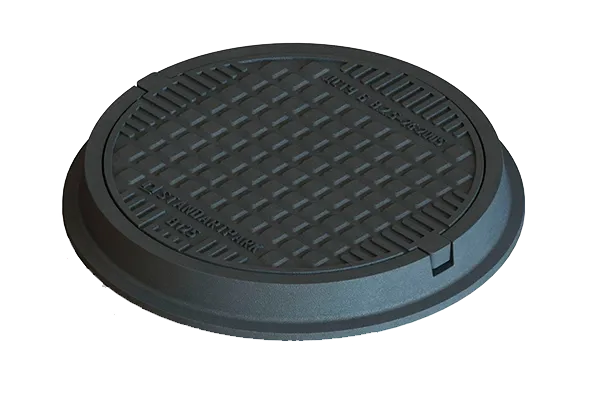 Echipamente pentru retele stradale de apa - Capac din polimet compozit negru rotund D.770 PL.570 Hext.115 B125 - Vodaland gama Urban
