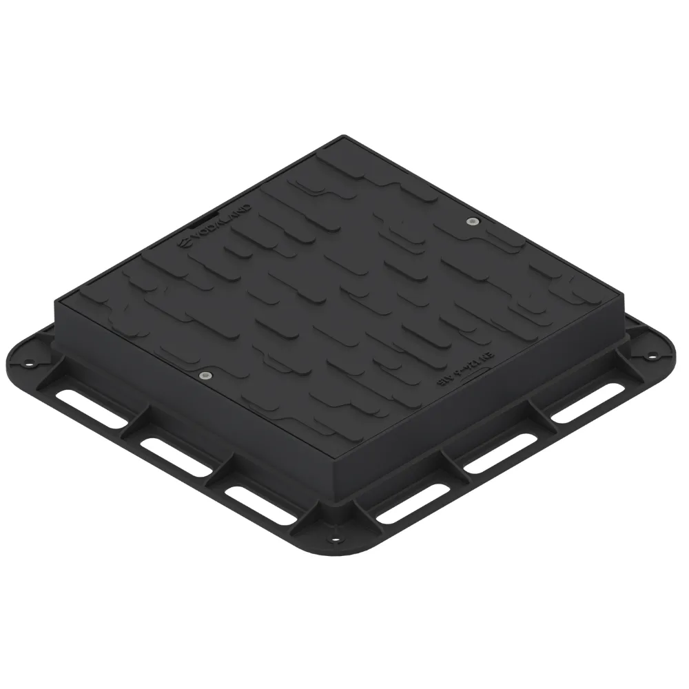 Instalatii de apa si canalizare - Capac PP Negru patrat necarosabil 500x500 PL.330x330 Hext.80 cu inchizator A15 Vodaland gama Urban