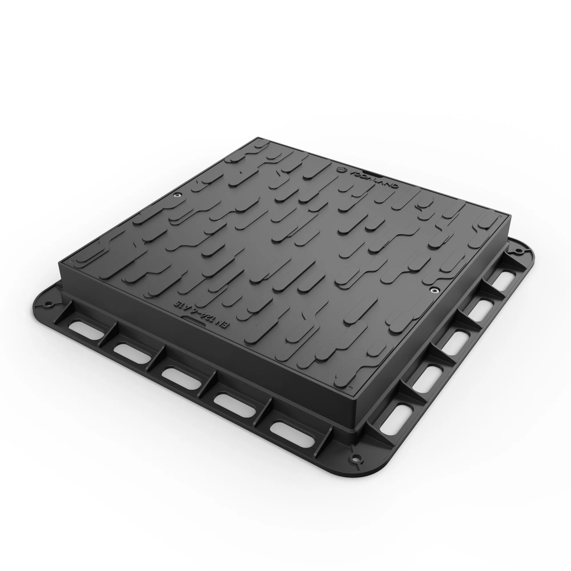 Instalatii de apa si canalizare - Capac PP Negru patrat necarosabil 600x600 PL.430x430 Hext.80 cu inchizator A15 Vodaland gama Urban