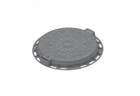 Echipamente pentru retele stradale de apa - Capac din polipropilena gri rotund necarosabil D.800 PL.600 Hext.80 cu inchizator A15 - Vodaland gama Urban