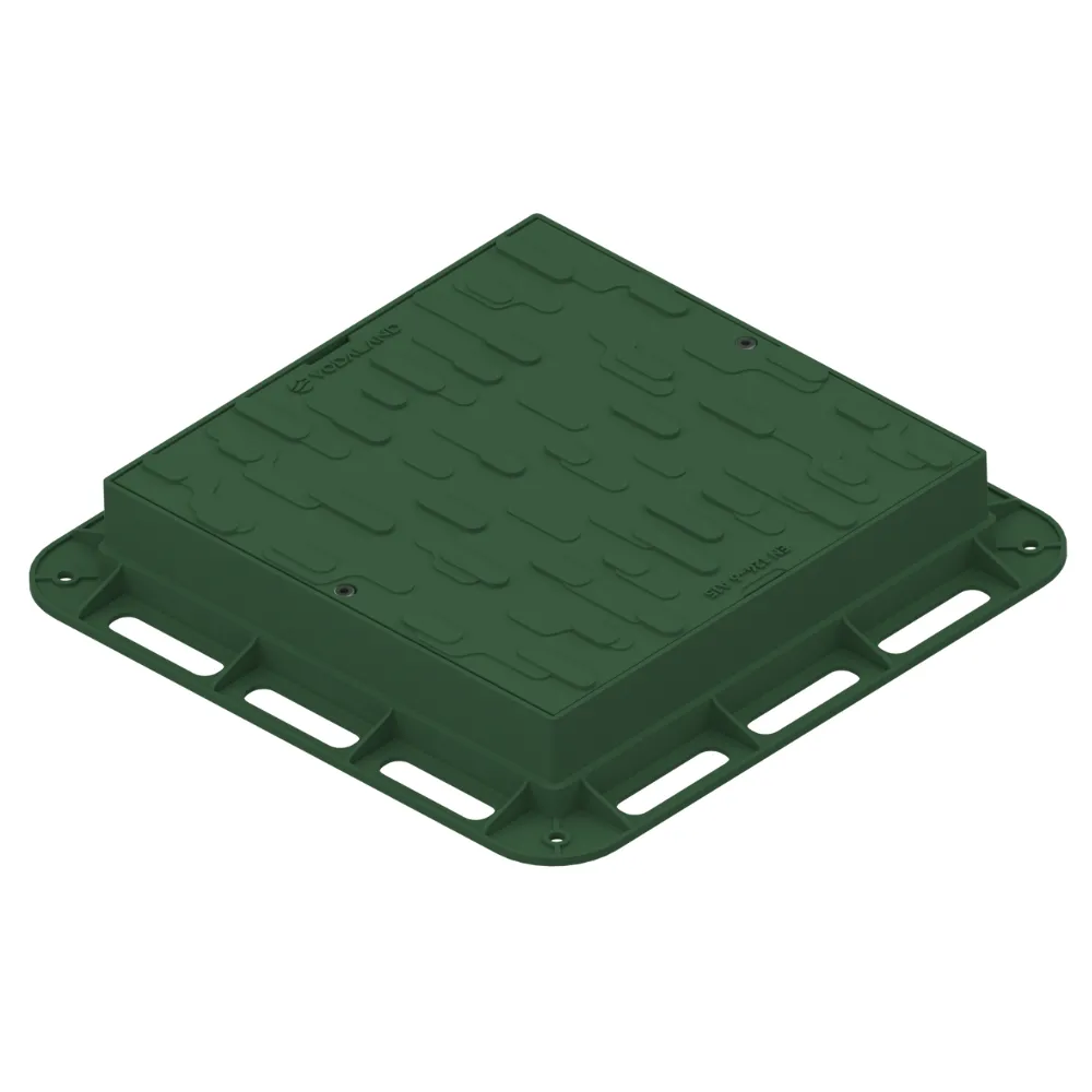 Instalatii de apa si canalizare - Capac PP Verde patrat necarosabil 500x500 PL.330x330 Hext.80 cu inchizator A15 Vodaland gama Urban