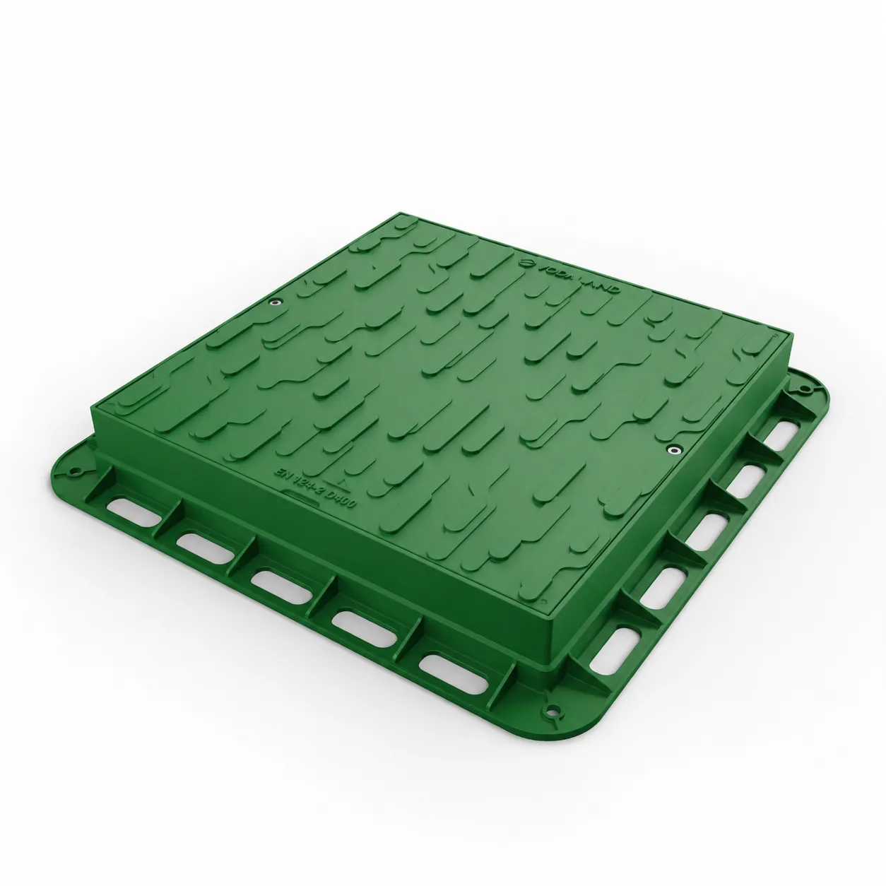 Instalatii de apa si canalizare - Capac PP Verde patrat necarosabil 600x600 PL.430x430 Hext.80 cu inchizator A15 Vodaland gama Urban