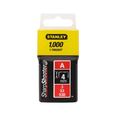 Scule si dispozitive de lucru - Capse 4mm Tip A 5/53/530 -1000 buc Stanley - 1-TRA202T