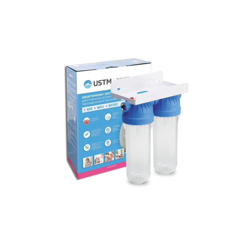 Tevi, fitinguri, robineti si accesorii - Carcasa filtru apa dubla 10" ¾” cu sistem de fixare si cheie - Vodaland gama Clean