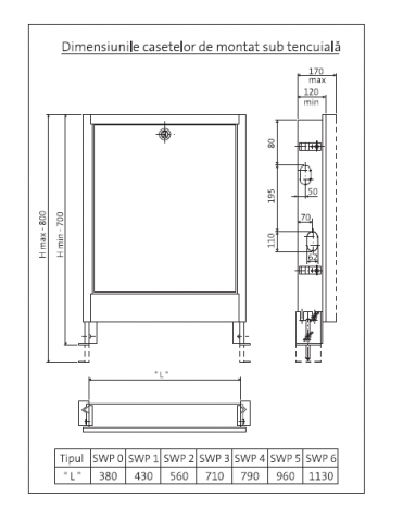 Caseta cu montaj ingropat Purmo SWP 3 (710/700-800/120-170) pentru distribuitor [1]