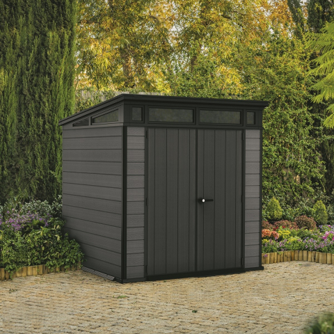 Casa si gradina - Casuta de gradina Keter Gri 7x7 colectie Cortina cu usa dubla cu podea cu ventilatie
