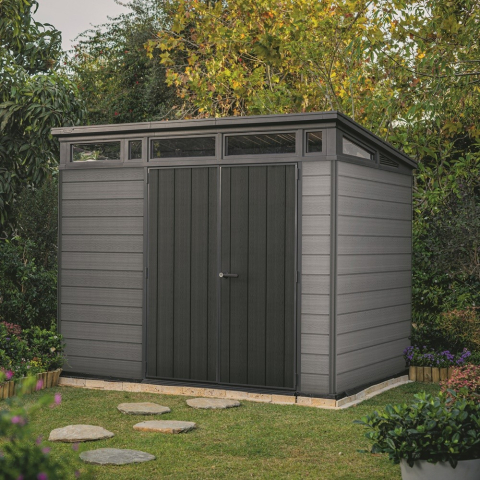 Casa si gradina - Casuta de gradina Keter Gri 9x7 colectie Cortina cu usa dubla cu podea cu ventilatie