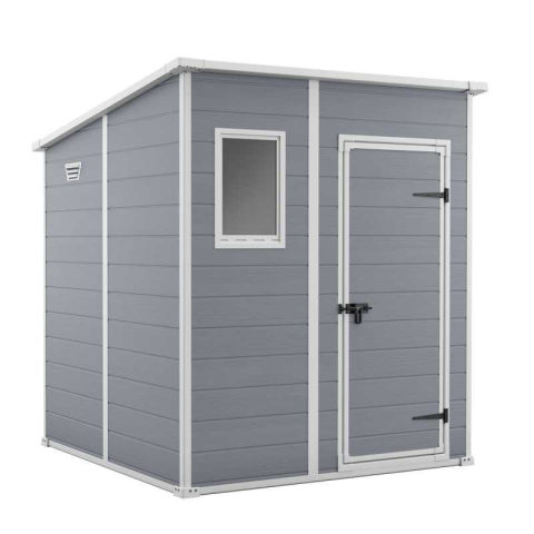Casuta de gradina Keter Gri 6x6 colectie Manor cu usa dubla cu podea cu ferestre cu ventilatie cu ranforsare metalica [2]