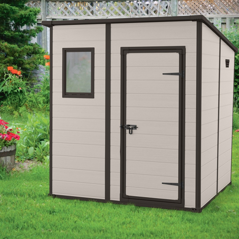 Casa si gradina - Casuta de gradina Keter Bej 6x6 colectie Manor usa dubla podea ferestre ventilatie ranforsare metalica