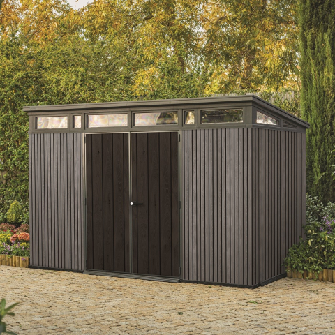 Casa si gradina - Casuta de gradina Keter Gri 11x7 colectie Signature usa dubla ferestre ventilatie ranforsare metalica