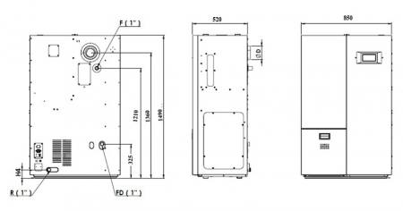Cazan din otel pe peleti cu pompa de circulatie. vas de expansiune, presostat si supapa incluse, Atlas PelleTech 26 Pack - 26 kW [7]