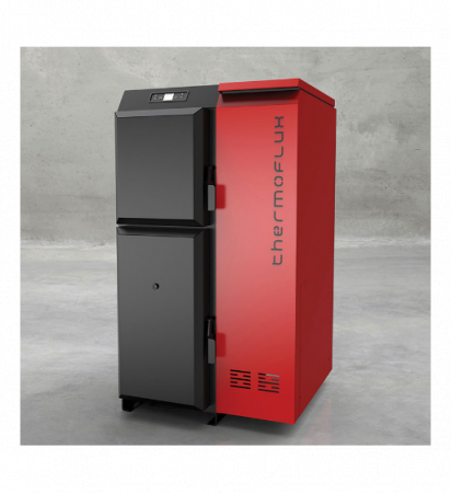 Cazane pe combustibil solid - Cazan pe peleti sau lemn Thermoflux, model Pelling 25 Maxi 25 kw rezervor pe partea dreapta