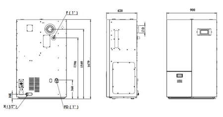 Cazan din otel pe peleti cu arzator cilindric din otel-inox, Atlas PelleTech 45 - 45 kw [4]
