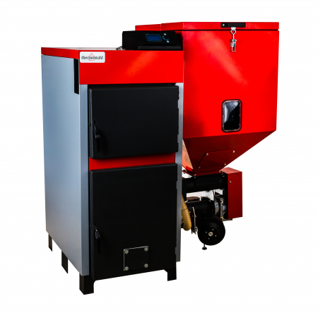 Cazane pe combustibil solid - Cazan automat pe peleti, carbune, biomasa si lemn Thermostahl Eco Bio Res 60kw buncar 300 litri