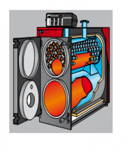 Cazan din otel pe combustibil gazos/lichid, 313 kW, Arca Caldaie Triplomat N 310 [1]