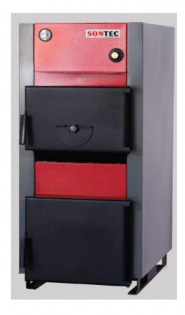 Cazane pe combustibil solid - Cazan pe combustibil solid Sontec KE 90 kw, din otel, 3 drumuri de fum, ardere clasica (la cerere tablou de comanda)