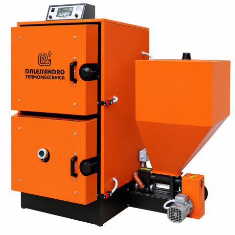Cazane mixte - Cazan duplex cu functionare pe lemn-peleti, 30 Kw, D'Alessandro CLP 30