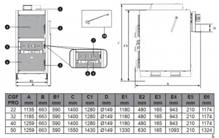 Cazan pe lemne cu gazeificare Ferroli, model CGF PRO 32 - 32 kW [2]