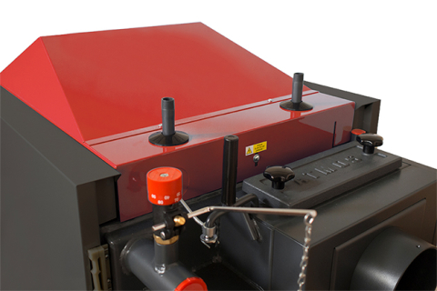 Cazan pe lemne Atmos, din otel cu gazeificare, model DC40SX 40 kw dotat cu exhaustor de fum si serpentina de racire [6]