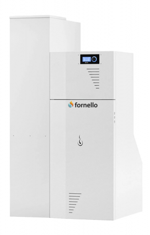 Cazane pe combustibil solid - Cazan pe peleti compact Fornello model Rossi Camino Compact Automatic 25 kw, curatare automata arzator, pompa de circulatie, vas expansiune