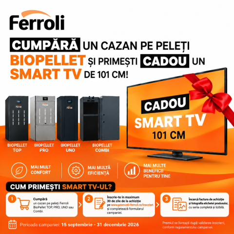 Cazan pe peleti Ferroli, din otel, echipat cu vas de expansiune, supapa de siguranta, pompa de circulatie, model Biopellet PRO 35 - 35 kw [1]