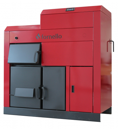 Cazane pe combustibil solid - Cazan pe lemne si peleti Fornello, model Eco Energy mixt 45 kW, echipata cu 2 camere de ardere, automatizare, afisaj digital, arzator fonta, buncar peleti integrat 105 kg