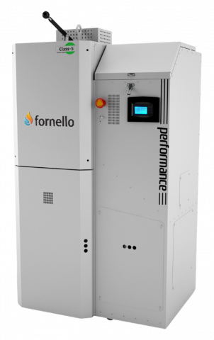 Cazane pe combustibil solid - Centrala pe peleti Fornello Slimpel Performance 40 kw, arzator inox, buncar 150 litri, pompa electronica Grundfos
