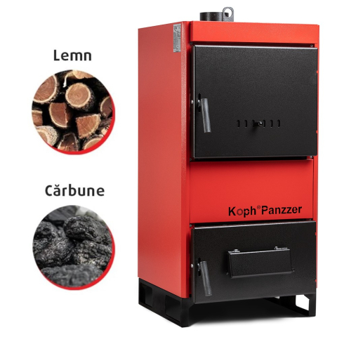 Centrala/Cazan pe lemn/carbuni KOPH Panzzer 52 kW/60 kW cu regulator de tiraj inclus, Ø 160 mm, volum manta apa 100 litri [4]