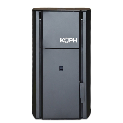 Cazane pe peleti - Centrala cu peleti KOPH PM 25 kW, 160 mp, buncar peleti 25 kg, diametru cos fum ⌀80 mm, manta apa 28 litri, pompa recirculare si vas expansiune incorporate, Negru