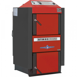 Cazane pe combustibil solid - Cazan pe lemne Atmos, din otel cu gazeificare, model DC25S 27 kw dotat cu exhaustor de fum si serpentina de racire